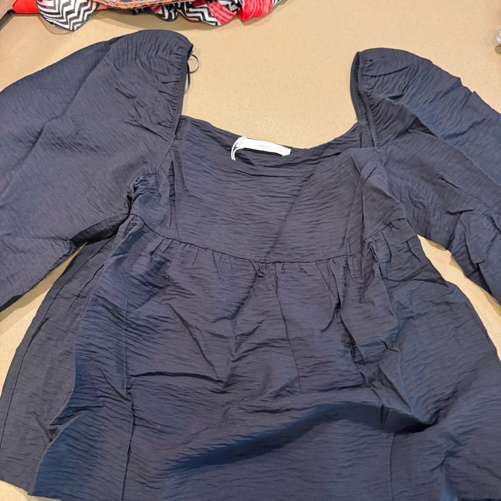 Mango Black Puff Sleeve Blouse - Picture 4 of 6